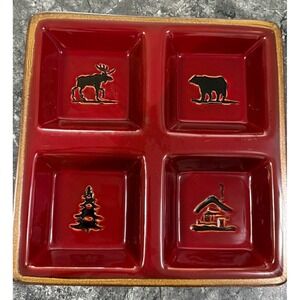 Home Studio WOODLAND 4 Pt SERVER Hunting Lodge CABIN Fish Camp NORTHWOODS Rustic